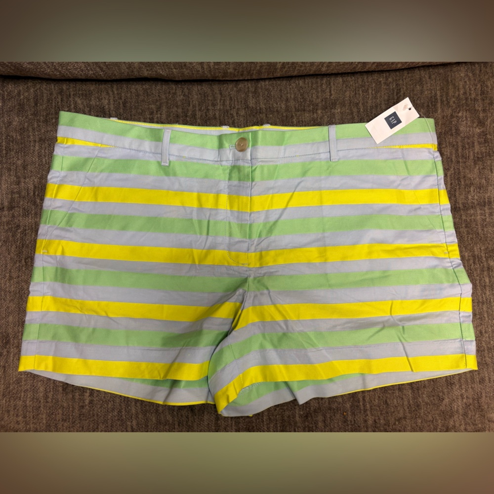 GAP Men's Striped Shorts in Green, Yellow & Light Gray